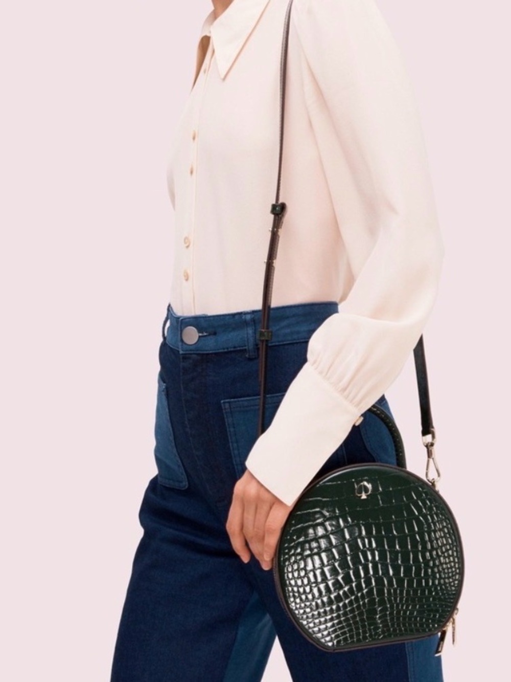 kate spade Green Crocodile Embossed Canteen Purse - Picture 4 of 4